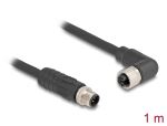 DELOCK M12 Kabel L-kodiert 4 Pin St zu Bu rechts gew. 1m sw