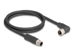 DELOCK M12 Kabel L-kodiert 4 Pin St zu Bu rechts gew. 1m sw