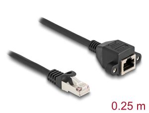 DELOCK RJ50 Verlängerungskabel Stecker zu Buchse S/FTP 0,25m