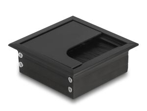 DeLOCK Kabeldurchführung für Tischeinbau mit Bürste 80 x 80 x 28 mm schwarz