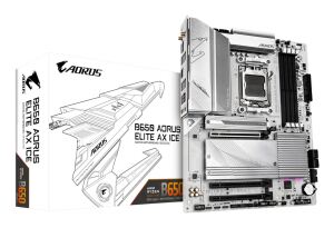 GIGABYTE B650 AORUS ELITE AX ICE Mainboard – Unterstützt AMD Ryzen 9000 CPUs, 12+2+2 Phasen digitales VRM, bis zu 8000 MHz DDR5 (OC), 1xPCIe 5.0 + 2xPCIe 4.0 M.2, Wi-Fi 6E, 2.5GbE LAN, USB 3.2 Gen 2x2