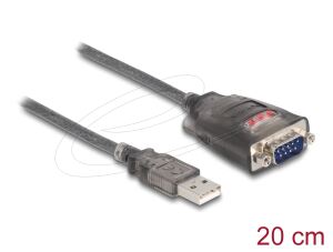 DeLOCK Adapter USB 2.0 Typ-A zu 1 x Seriell RS-232 D-Sub 9 Pin Stecker mit Muttern mit 3 x LED 0,2 m