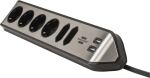 Brennenstuhl 1153590610 Verlängerungskabel 2 m 6 AC-Ausgänge Drinnen Schwarz, Silber