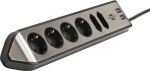 Brennenstuhl 1153590610 Verlängerungskabel 2 m 6 AC-Ausgänge Drinnen Schwarz, Silber