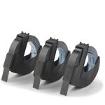 DYMO Original Prägeband | 3D weiß auf schwarz | 9 mm x 3 m | selbstklebendes Kunststoff Etikettenband | für Junior & Omega Beschriftungsgerät | 3 Prägebänder