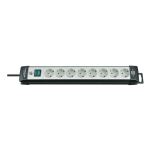 Brennenstuhl 1951580101 Regleta, 230 V, Negro y Gris Claro, 49 cm Verlängerungskabel 5 m 8 AC-Ausgänge Drinnen Schwarz, Hellgrün