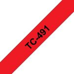 Brother TC-491 Etiketten erstellendes Band Schwarz auf rot