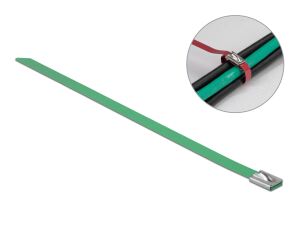 DELOCK Edelstahlkabelbinder L 200 x B 7,9 mm grün 10 Stück
