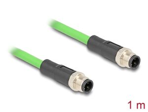DELOCK M12 Kabel D-kodiert 4 Pin St. zu St. PUR (TPU) 1 m