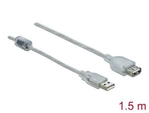 DeLOCK 1.5m, 2xUSB2.0-A USB Kabel USB 2.0 1,5 m USB A 0,48 Gbit/s Transparent