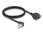 DeLOCK Netzwerk Verlängerungskabel S/FTP Stecker RJ45 Stecker 90° gewinkelt zu RJ45 Einbaubuchse Cat.6A 1 m schwarz