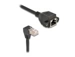 DeLOCK Netzwerk Verlängerungskabel S/FTP Stecker RJ45 Stecker 90° gewinkelt zu RJ45 Einbaubuchse Cat.6A 1 m schwarz