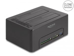 DeLOCK USB Dual Dockingstation für 2 x SATA HDD / SSD mit Klon Funktion und Card Reader + zusätzlichem USB Port