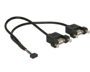 DeLOCK 84832 USB Kabel USB 2.0 0,25 m 2 x USB A 0,48 Gbit/s Schwarz