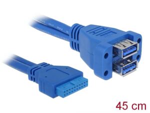 DELOCK USB3.0 Kabel Pinheader 19pin -> 2x A Bu/Bu 0.4