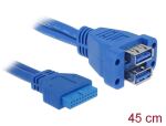 DELOCK USB3.0 Kabel Pinheader 19pin -> 2x A Bu/Bu 0.4