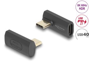 DeLOCK USB Adapter 40 Gbps USB Type-C PD 3.1 240 W Stecker zu Buchse gedreht gewinkelt links / rechts 8K 60 Hz