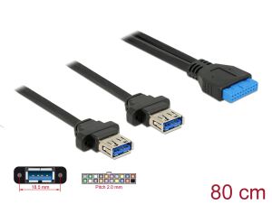 Delock Kabel USB 3.0 Pfostenbuchse 2,00 mm 19 Pin 2 x USB