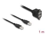 DeLOCK USB 2.0 Kabel 2 x USB Typ-A Stecker zu 2 x USB Typ-A Buchse mit Schrauben zum Einbau 1 m schwarz
