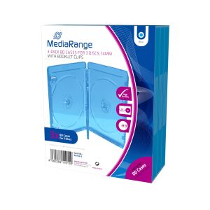 MediaRange BOX38-3-30 CD-Hülle Blu-ray-Gehäuse 3 Disks Blau, Transparent