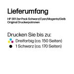 HP 301 2er-Pack Schwarz/Cyan/Magenta/Gelb Original Druckerpatronen