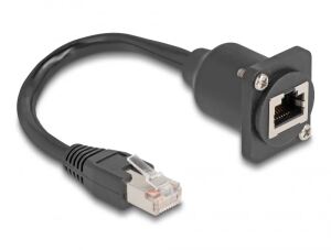 DELOCK D-Typ RJ45 Kabel Stecker zu Buchse Cat.5e SW 20 cm
