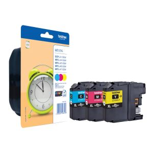Brother LC125XLRBWBP Druckerpatrone 3 Stück(e) Original Hohe (XL-) Ausbeute Cyan, Magenta, Gelb