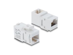 DeLOCK Keystone Modul Kupplung RJ45 Buchse zu Buchse Cat.6A 90° gewinkelt Kunststoff UTP weiß