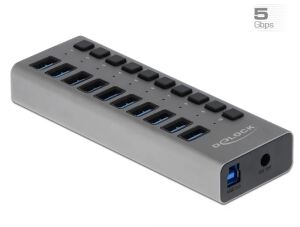 DeLOCK Externer 5 Gbps USB Hub mit 10 Ports + Schalter