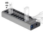DeLOCK Externer 5 Gbps USB Hub mit 10 Ports + Schalter