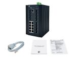 LevelOne 20-Port L2+ Managed Gigabit Industrieswitch, 8x 1GbE RJ45, 8x 1GbE SFP, 4x 1/2.5GbE SFP, DIN-Schiene, -40°C bis 80°C