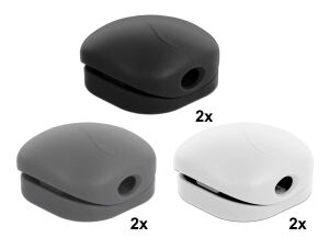 DeLOCK 18299 Kabel-Organizer Tisch/Wand Kabelhalter Schwarz, Grau, Weiß 6 Stück(e)
