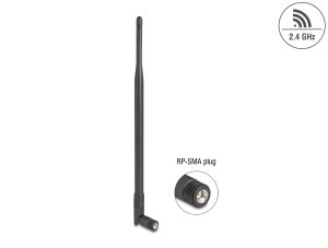 DeLOCK WiFi 2,4 GHz Antenne RP-SMA Stecker 7 dBi omnidirektional mit Kippgelenk schwarz