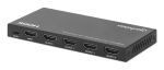 Manhattan 4K@60Hz 4-Port HDMI-Splitter mit Downscaling Teilt einen HDMI-Eingang in vier HDMI-Ausgänge (1x4), EDID-Schalter für Downscaling 18G, schwarz
