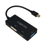 LogiLink CV0110 Videokabel-Adapter 0,15 m Mini DisplayPort VGA + HDMI + DVI Schwarz
