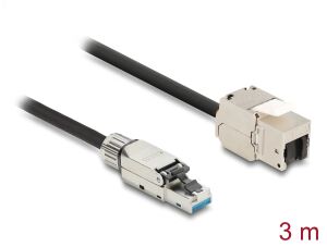 DELOCK Kabel RJ45 Stecker zu Keystone Modul RJ45 Buchse 3m