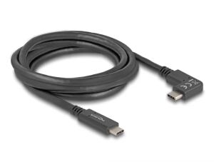 DeLOCK USB 5 Gbps Kabel USB Type-C Stecker zu USB Type-C Stecker gewinkelt links / rechts 2 m 4K PD 60 W mit E-Marker