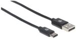 Manhattan USB 2.0 Typ C-Kabel, Typ A-Stecker auf Typ C-Stecker, 480 Mbit/s, 3 m, schwarz