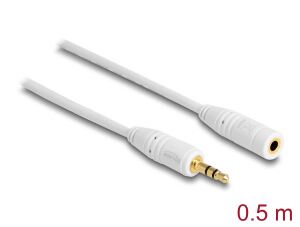 Delock Klinkenverl 3,5 mm 3 Pin Stecker zu Bu 0,5m weiß