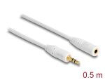 Delock Klinkenverl 3,5 mm 3 Pin Stecker zu Bu 0,5m weiß
