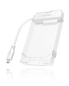 ICY BOX IB-AC703-C, USB 3.2 Gen 1 Type-C zu 2,5" SATA Festplatten (9,5 mm Höhe) Adapter Kabel mit Schutzbox, Zugriff LED, weiß