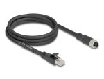DELOCK M12 Kabel X-kodiert 8 Pin Bu zu RJ45 St 2 m schwarz