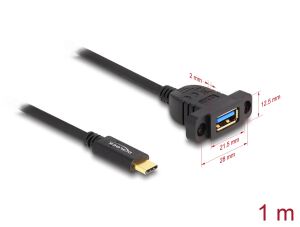 DeLOCK SuperSpeed USB 10 Gbps (USB 3.2 Gen 2) Kabel USB Type-C Stecker zu USB Typ-A Buchse 1 m zum Einbau schwarz