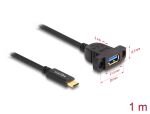 DeLOCK SuperSpeed USB 10 Gbps (USB 3.2 Gen 2) Kabel USB Type-C Stecker zu USB Typ-A Buchse 1 m zum Einbau schwarz
