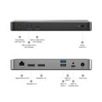 ALOGIC DUPRMX2-100 laptop-dockingstation & portreplikator Kabelgebunden USB 3.2 Gen 1 (3.1 Gen 1) Type-C Grau, Schwarz