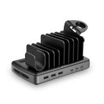 Lindy 73436 Ladestationsorganiser Freistehend Aluminium, Kunststoff Schwarz, Grau