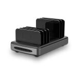 Lindy 73436 Ladestationsorganiser Freistehend Aluminium, Kunststoff Schwarz, Grau