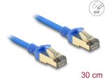 DELOCK RJ45 Netzwerkkabel Cat.8.1 F/FTP Slim 0,3m blau
