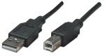 Manhattan Hi-Speed USB B Anschlusskabel, USB 2.0, Typ A Stecker - Typ B Stecker, 480 Mbps, 0,5 m, Schwarz