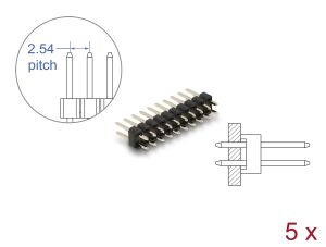 DELOCK Stiftleiste 10 Pin, Rastermaß 2,54 mm, 2-reihig 5 St.